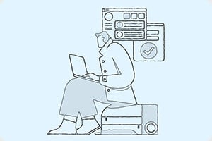 business typing on laptop illustration