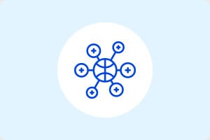 blue social networking icon enclosed in white circle