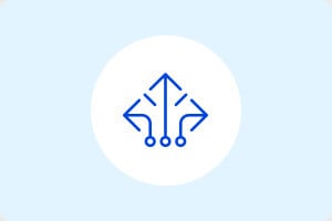 blue arrows icon enclosed in white circle
